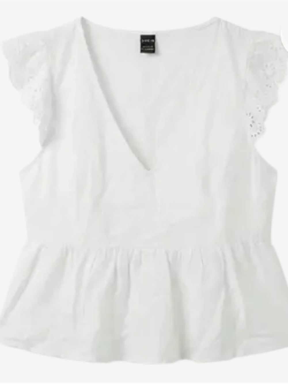 SHEIN White Eyelet Flutter Peplum Blouse
